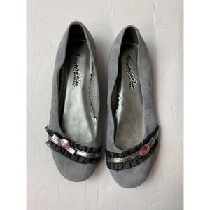 SKECHERS Somethin Else Gray Flats Gemstone Accent Womens Ballet Shoes‎ Size 5.5